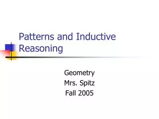 Patterns and Inductive Reasoning