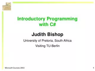 Introductory Programming with C#