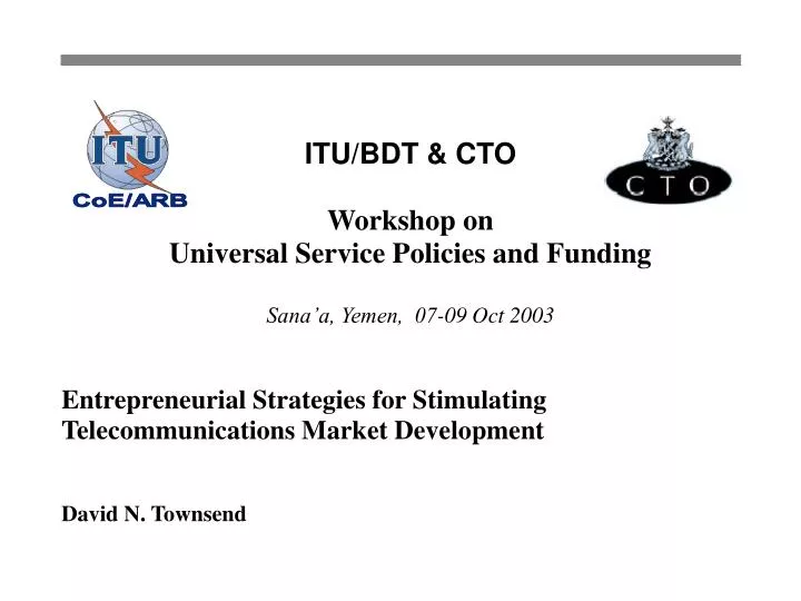 entrepreneurial strategies for stimulating telecommunications market development david n townsend
