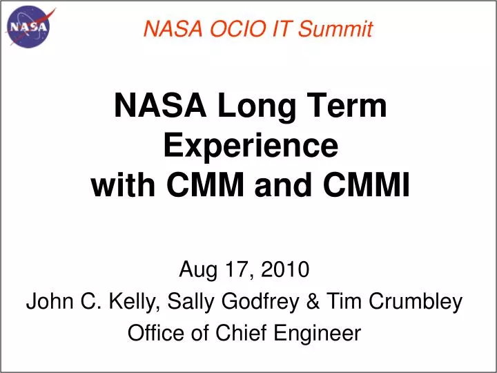 nasa long term experience with cmm and cmmi