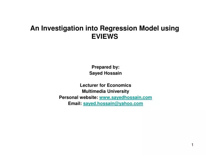 an investigation into regression model using eviews