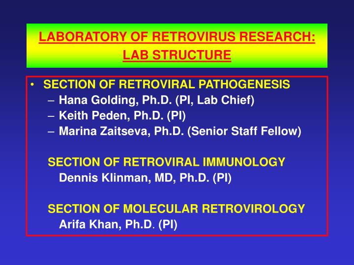 laboratory of retrovirus research lab structure