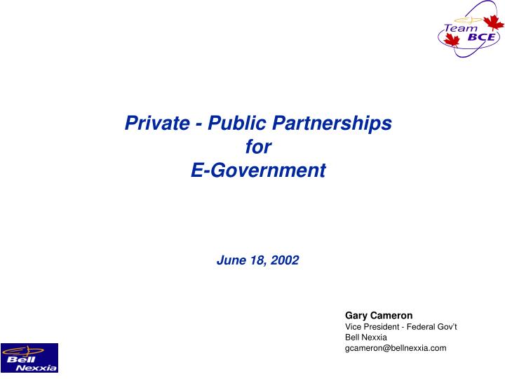 private public partnerships for e government june 18 2002
