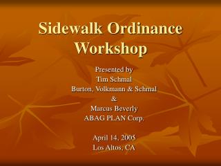 Sidewalk Ordinance Workshop