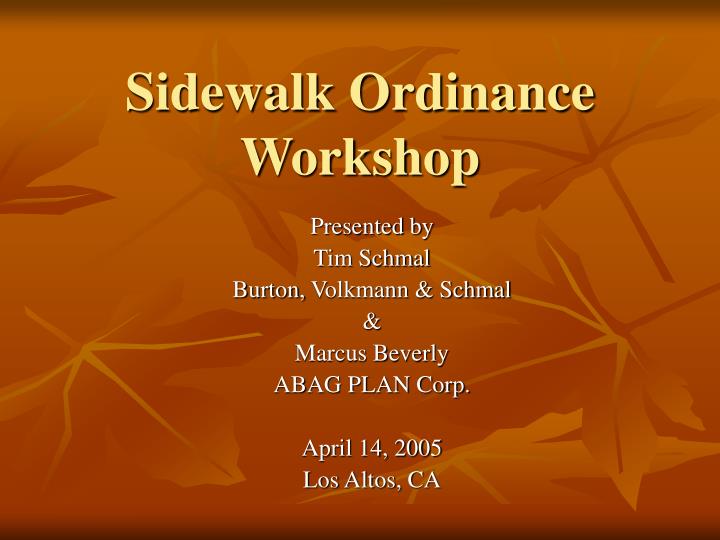 sidewalk ordinance workshop