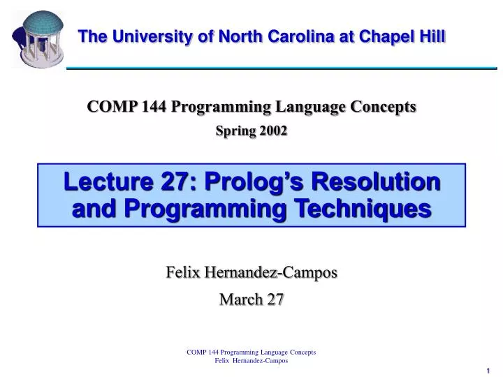 lecture 27 prolog s resolution and programming techniques