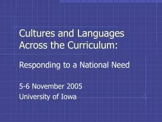 Cultures and Languages Across the Curriculum: