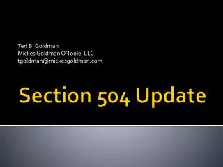 Section 504 Update