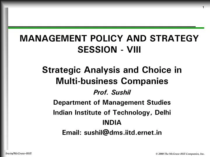 management policy and strategy session viii