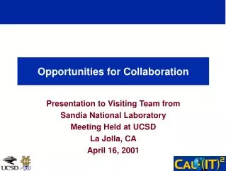 Opportunities for Collaboration