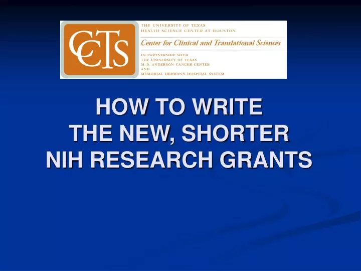 how to write the new shorter nih research grants