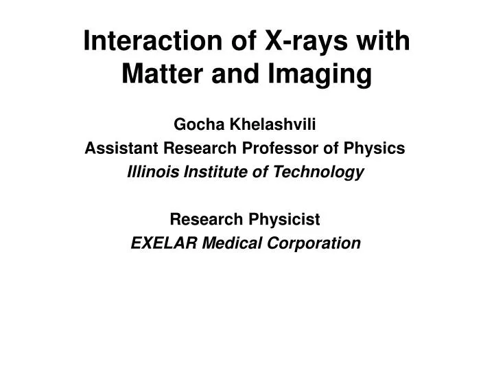 interaction of x rays with matter and imaging
