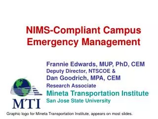 NIMS-Compliant Campus Emergency Management