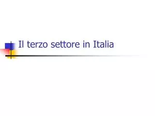 Il terzo settore in Italia