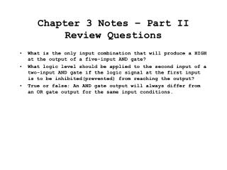 Chapter 3 Notes – Part II Review Questions