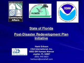 State of Florida Post-Disaster Redevelopment Plan Initiative