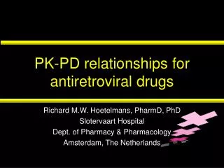 PK-PD relationships for antiretroviral drugs