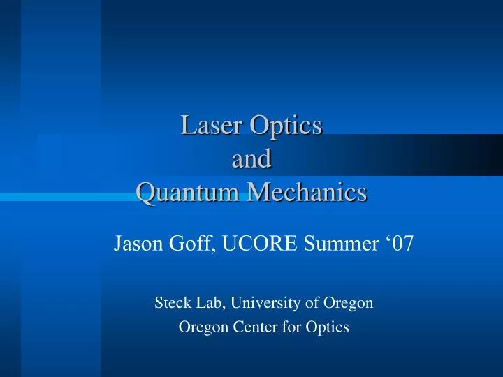 laser optics and quantum mechanics