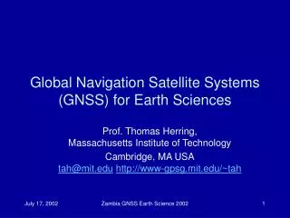 Global Navigation Satellite Systems (GNSS) for Earth Sciences