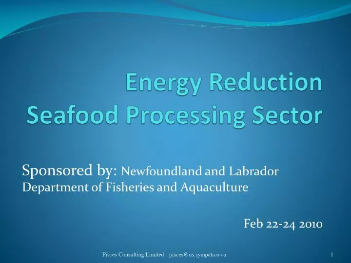 energy reduction seafood processing sector