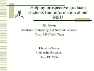 Helping prospective graduate students find information about MSU