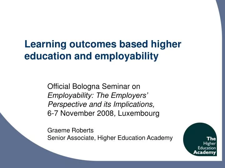 learning outcomes based higher education and employability