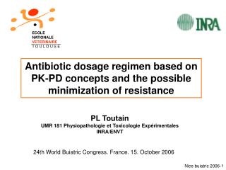 Antibiotic dosage regimen based on PK-PD concepts and the possible minimization of resistance