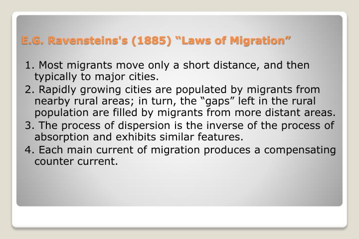 e g ravensteins s 1885 laws of migration