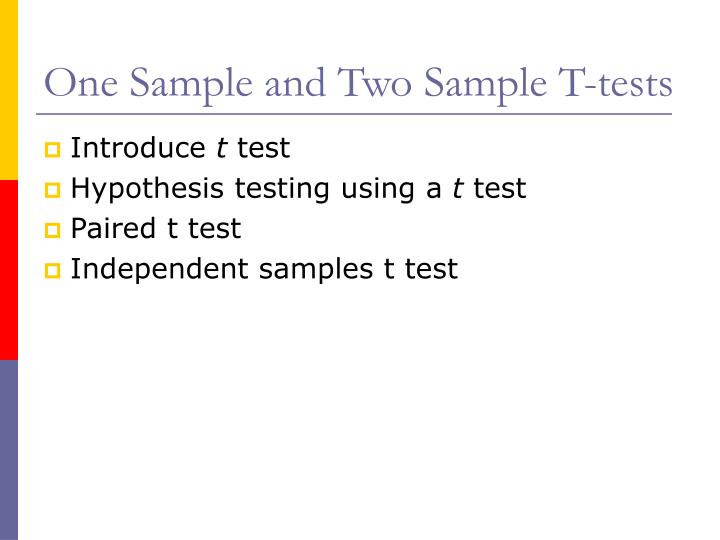 one sample and two sample t tests