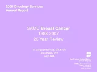 SAMC Breast Cancer 1988-2007 20 Year Review