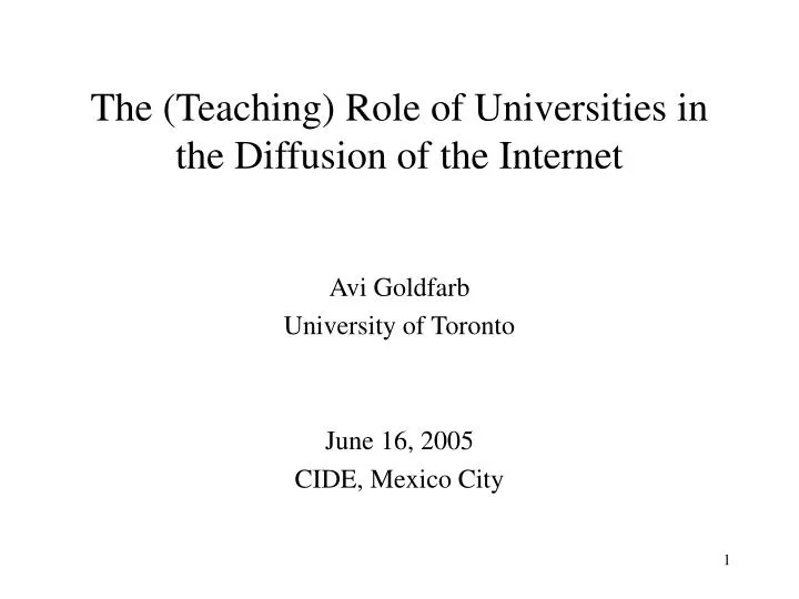 the teaching role of universities in the diffusion of the internet