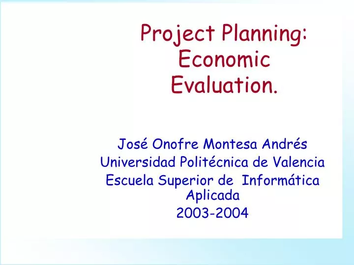 project planning economic evaluation
