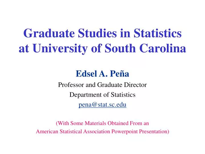 graduate studies in statistics at university of south carolina