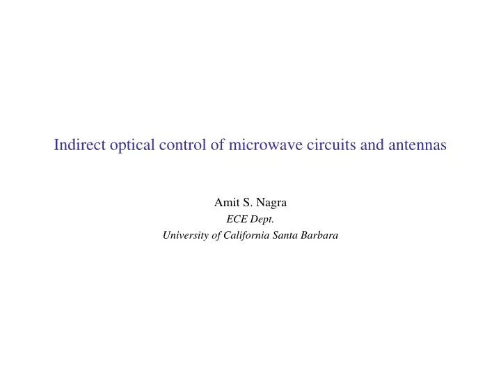 indirect optical control of microwave circuits and antennas