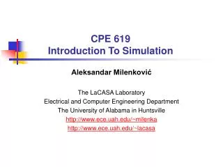 CPE 619 Introduction To Simulation