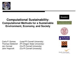 Computational Sustainability : Computational Methods for a Sustainable Environment, Economy, and Society