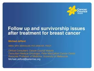 Follow up and survivorship issues after treatment for breast cancer