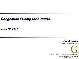 Congestion Pricing for Airports April 27, 2007