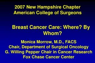 2007 New Hampshire Chapter American College of Surgeons