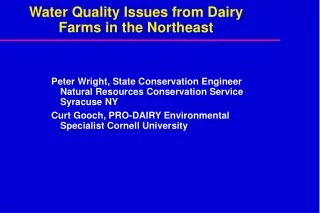 Water Quality Issues from Dairy Farms in the Northeast