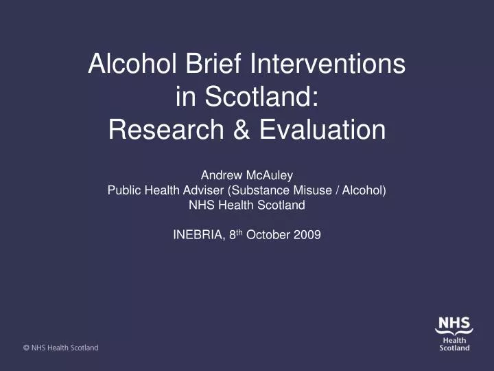alcohol brief interventions in scotland research evaluation
