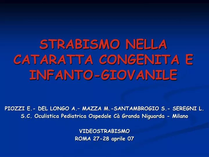 strabismo nella cataratta congenita e infanto giovanile