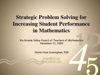 Strategic Problem Solving for Increasing Student Performance in Mathematics