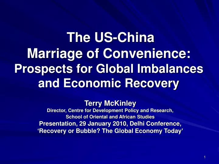 the us china marriage of convenience prospects for global imbalances and economic recovery