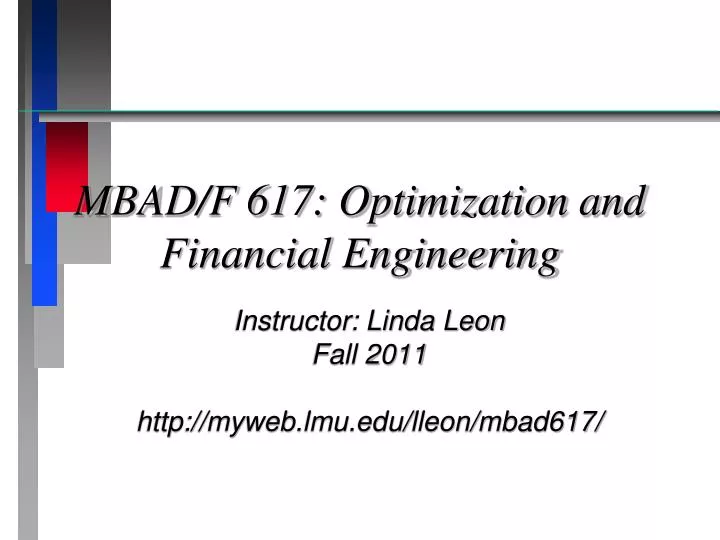 mbad f 617 optimization and financial engineering
