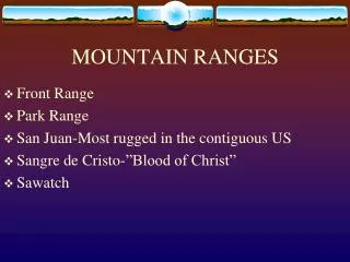 MOUNTAIN RANGES