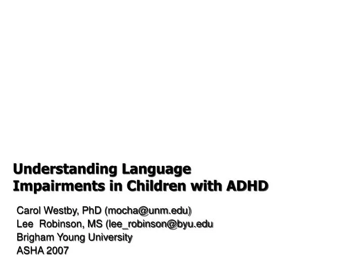 understanding language impairments in children with adhd