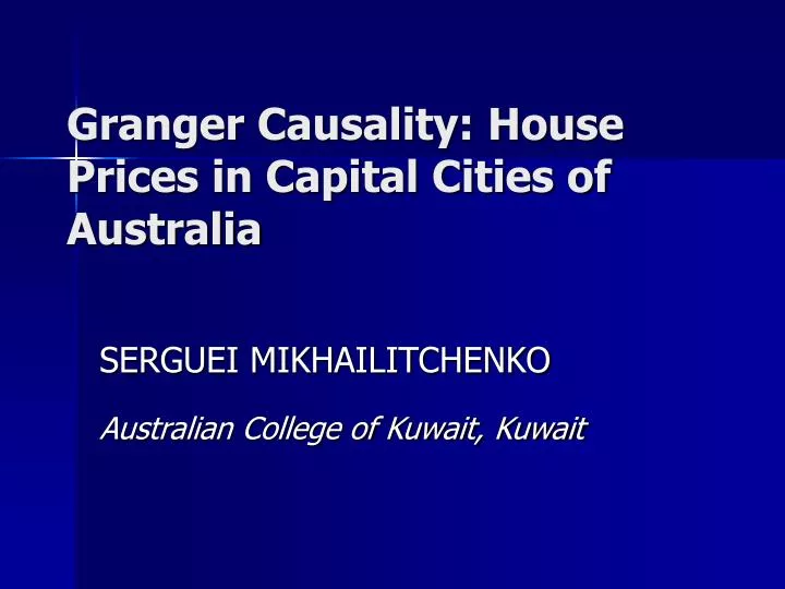 granger causality house prices in capital cities of australia