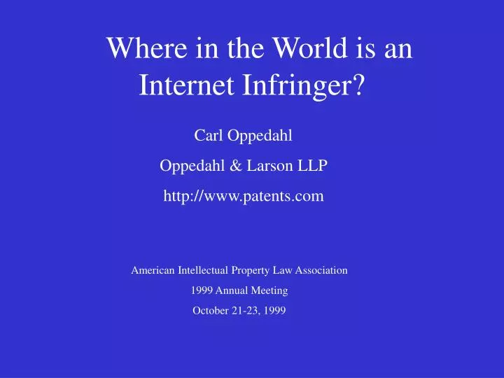where in the world is an internet infringer