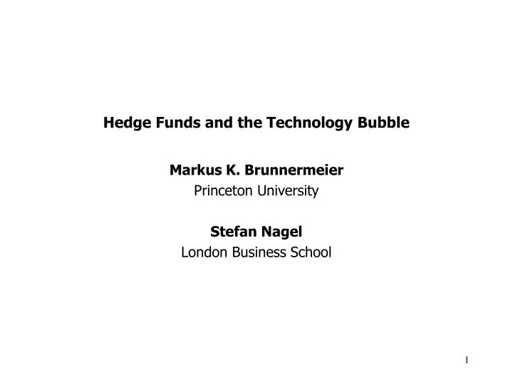 hedge funds and the technology bubble